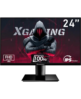 XGaming 24 Inch Monitor, Fhd 100Hz 1080P, Ips 16:9 Frameless Computer Monitor, 99% sRGB, Low Blue Light Eye Care, FreeSync, Pc Screen Built-in Speaker