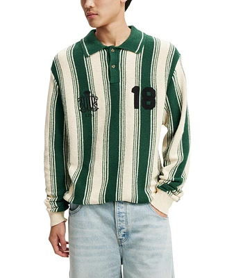 Cotton On Men's Rugby Knit Polo Shirt