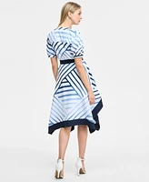 Karl Lagerfeld Paris Women's Printed Handkerchief-Hem Shirtdress
