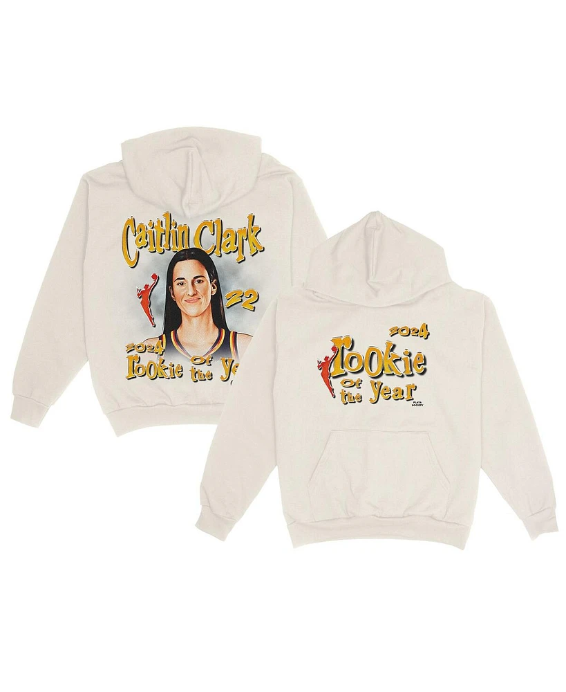 Playa Society Men's and Women's Caitlin Clark Cream Indiana Fever 2024 Wnba Rookie of the Year Pullover Hoodie