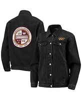 The Wild Collective Women's Black Washington Commanders Button-Up Denim Jacket