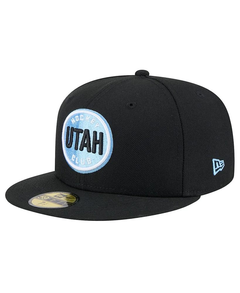 New Era Men's Black Utah Hockey Club Circle Logo 1st Season 59FIFTY Fitted Hat