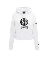 Pro Standard Women's White Dallas Mavericks 2024/25 City Edition Chenille Applique Cropped Pullover Hoodie