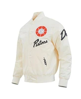 Pro Standard Men's Cream Detroit Pistons 2024/25 City Edition Chenille Applique Full-Snap Satin Jacket