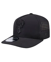 New Era Men's Black Milwaukee Bucks Vented 9FIFTY A-Frame Snapback Hat