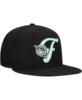 New Era Men's Black Florida Marlins Cooperstown Collection Duo Logo 2.0 59FIFTY Fitted Hat