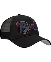 New Era Men's Black Atlanta Braves Retro Bold A-Frame Trucker 9FORTY Adjustable Hat