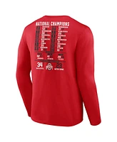 Fanatics Men's Scarlet Ohio State Buckeyes College Football Playoff 2024 National Champions Schedule Long Sleeve T-Shirt