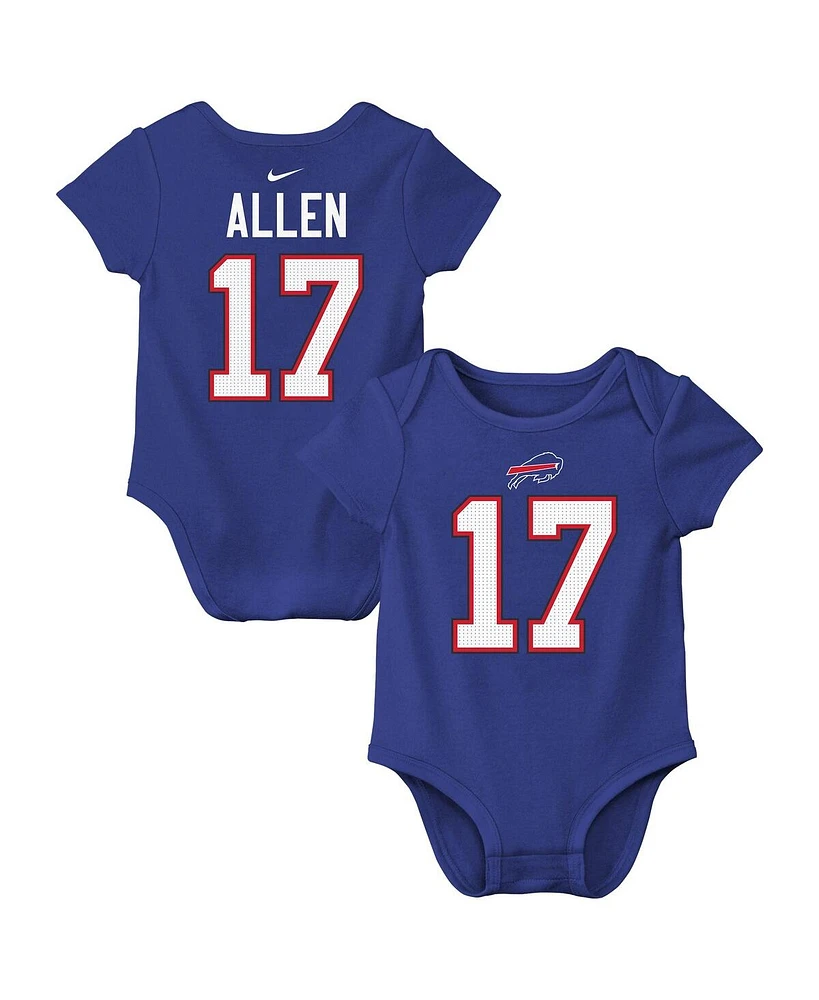 Nike Baby Boys and Girls Josh Allen Royal Buffalo Bills Player Name Number Bodysuit