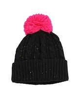 Outerstuff Dallas Cowboys Big Girls Black Nep Yarn Cuffed Knit Hat with Pom