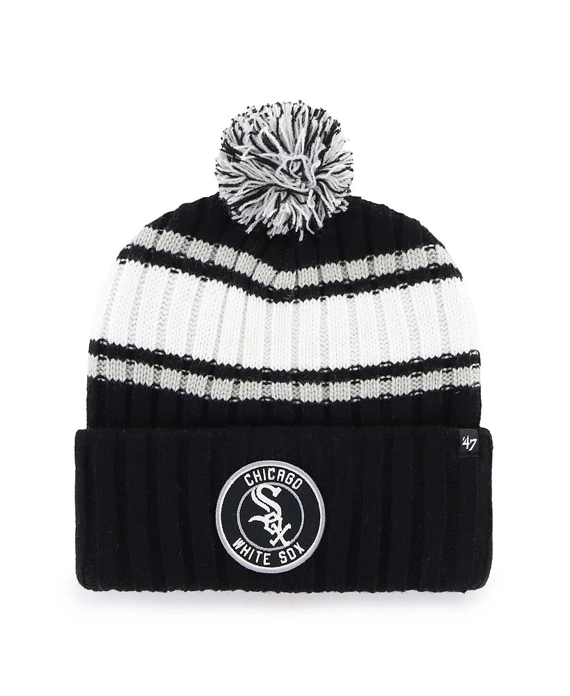 '47 Brand Men's Black Chicago White Sox Plateau Cuffed Knit Hat with Pom