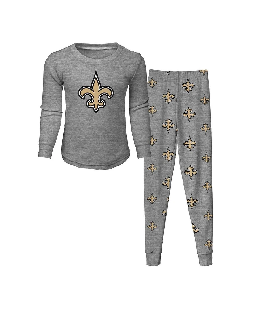 Outerstuff Big Boys and Girls New Orleans Saints Long Sleeve T-Shirt Pants Sleep Set