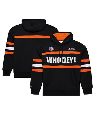 Mitchell & Ness Men's Black Cincinnati Bengals Vintage Logo Head Coach Fleece Pullover Hoodie