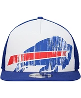 New Era Men's White/Royal Buffalo Bills Distressed 9FIFTY A-Frame Snapback Hat