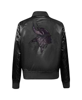 Pro Standard Women's Black Minnesota Vikings Jeweled Satin Full-Snap Jacket