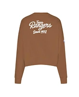 Pro Standard Women's Brown Texas Rangers Paint The City Pullover Cropped Sweatshirt