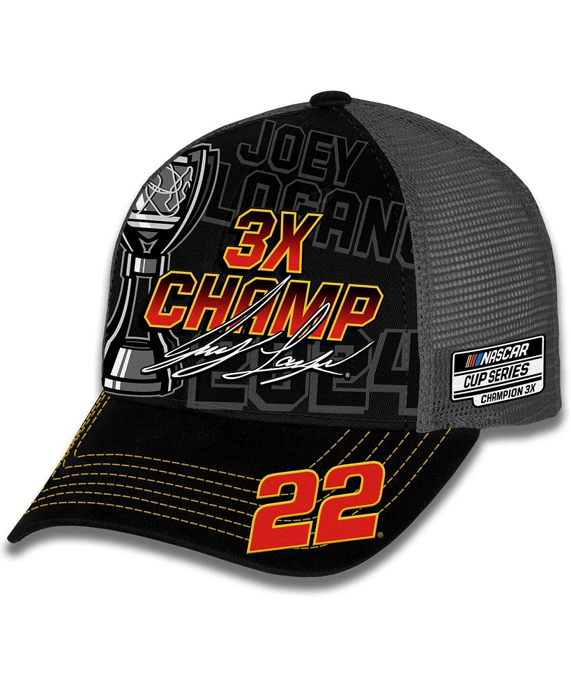 Team Penske Men's Checkered Flag Sports Black Joey Logano 2024 Nascar Cup Series Champion Trophy Adjustable Hat