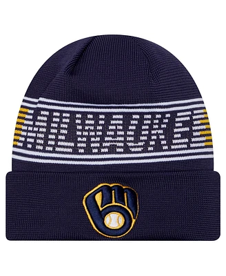 New Era Men's Navy Milwaukee Brewers Authentic Collection Cuffed Knit Hat