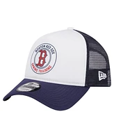 New Era Men's White/Navy Boston Red Sox Spring Training Circle Foam A-Frame 9FORTY Trucker Adjustable Hat