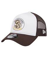 New Era Men's White/Brown San Diego Padres Spring Training Circle Foam A-Frame 9FORTY Trucker Adjustable Hat