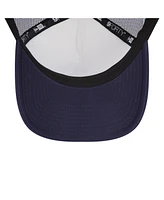 New Era Men's White/Navy Seattle Mariners Spring Training Circle Foam A-Frame 9FORTY Trucker Adjustable Hat