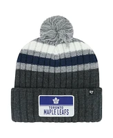 '47 Brand Men's Gray Toronto Maple Leafs Stack Patch Cuffed Knit Hat with Pom