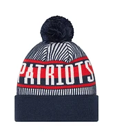 New Era Big Boys and Girls Navy New England Patriots Striped Cuffed Knit Hat with Pom