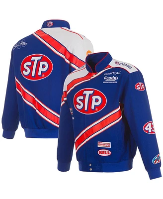 Jh Design Men's Blue/White Richard Petty Stp Full-Snap Twill Uniform Jacket