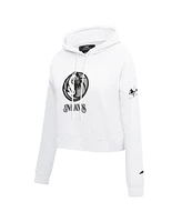 Pro Standard Women's White Dallas Mavericks 2024/25 City Edition Chenille Applique Cropped Pullover Hoodie