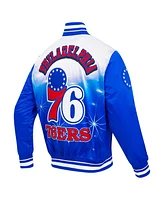 Pro Standard Men's Royal Philadelphia 76ers Sublimated Satin Full-Snap Jacket