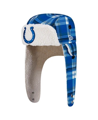 New Era Royal Indianapolis Colts Sideline Plaid Sherpa Trapper Hat