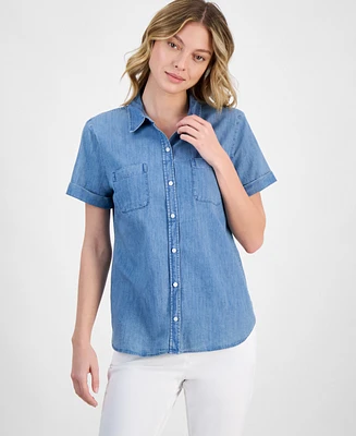 Nautica Jeans Women's Chambray Camp Shirt