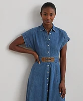 Lauren Ralph Women's Buckle-Trim Denim Shirtdress