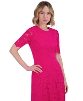 Jessica Howard Women's Elbow-Sleeve Lace A-Line Dress