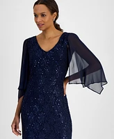 Connected Petite Sequin Lace Gown