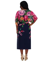 Jessica Howard Women's Floral-Print Belted Chiffon Dress