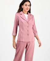 Alex Evenings Petite Notched Collar Button-Front Blouse