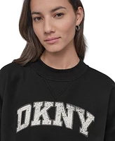 Dkny Sport Women's Rhinestone Logo Crewneck Top