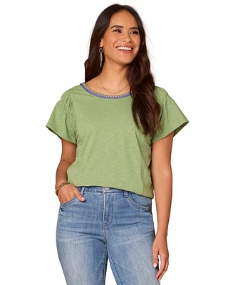 Democracy Petite Scoop-Neck Cropped T-Shirt