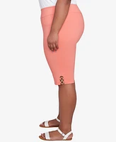 Hearts Of Palm Plus Spring Forward Solid Tech Stretch Pull On Skimmer Pants