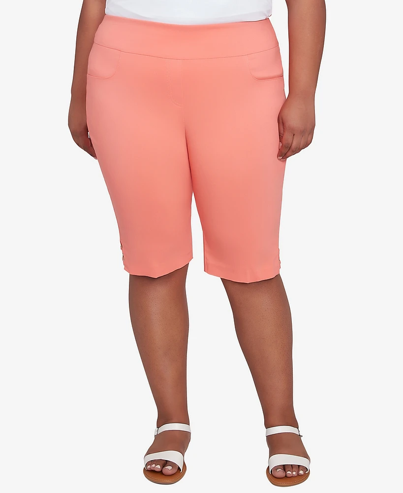 Hearts Of Palm Plus Spring Forward Solid Tech Stretch Pull On Skimmer Pants