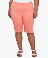 Hearts Of Palm Plus Spring Forward Solid Tech Stretch Pull On Skimmer Pants