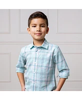 Hope & Henry Boys' Linen Long Sleeve Button Down Shirt, Kids