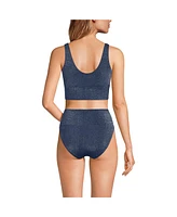 Lands' End Women's Tugless Shine Tankini Top and High Waisted Bottom Swimsuit Set