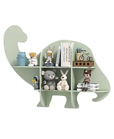 2-Tier Floating Dinosaur Kids Bookshelf Wall-Mounted Nursery Book Shelf