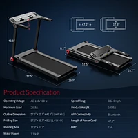 Folding Treadmill with App Control and 12 Preset Programs Space-Saving Exercise Machine for Home Use