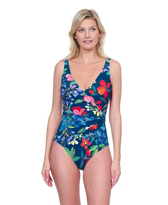 Garden Dream V-Neck Surplice One-Piece Swimsuit