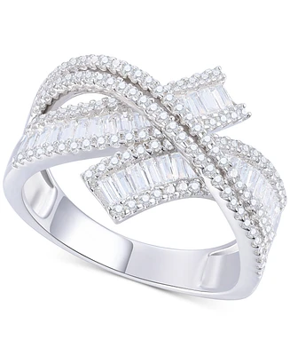 Diamond Crossover Ring (1 ct. t.w.) in 14k White Gold