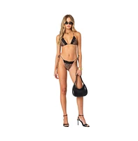 Women's Lacey Leopard triangle bikini top