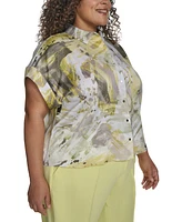 Dkny Plus Printed Short-Sleeve Camp Shirt